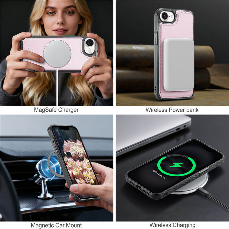 JEEHOOD iPhone 17e Detachable Magnetic Wallet Case