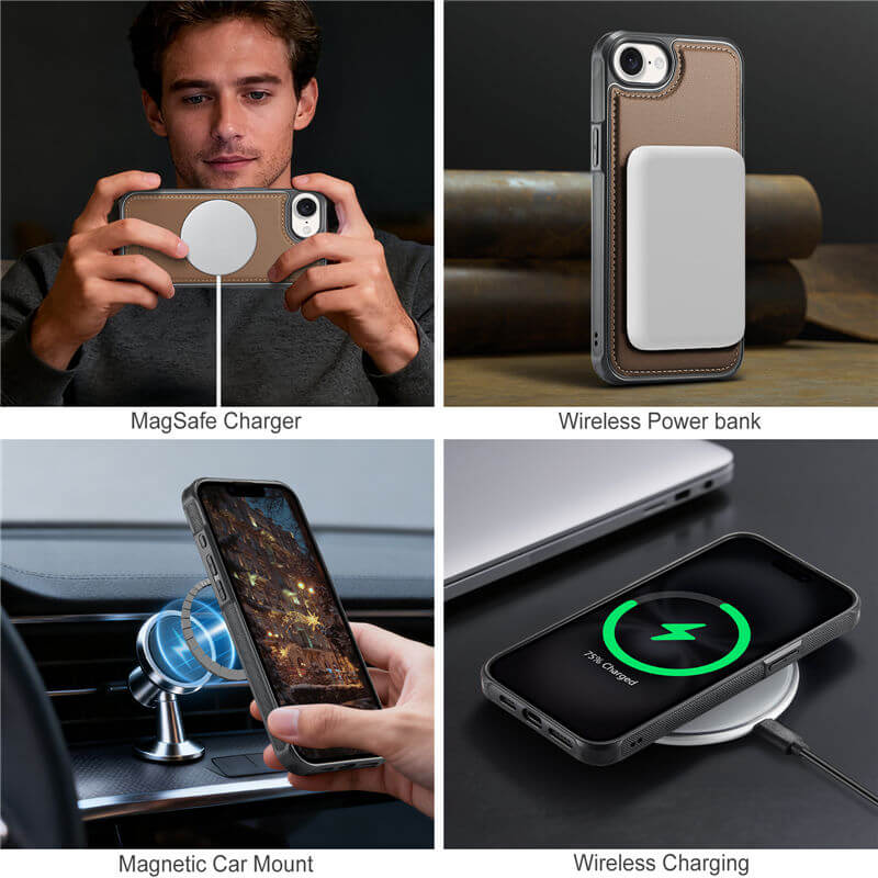 JEEHOOD iPhone 16e 2-in-1 Magnetic RFID Wallet Case