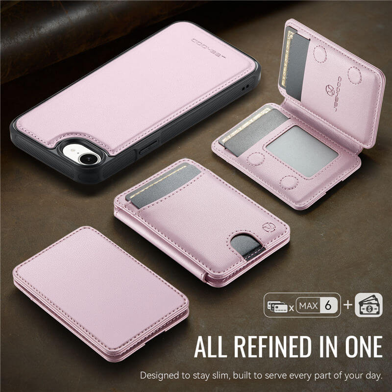 JEEHOOD iPhone 16e 2-in-1 Magnetic RFID Wallet Case