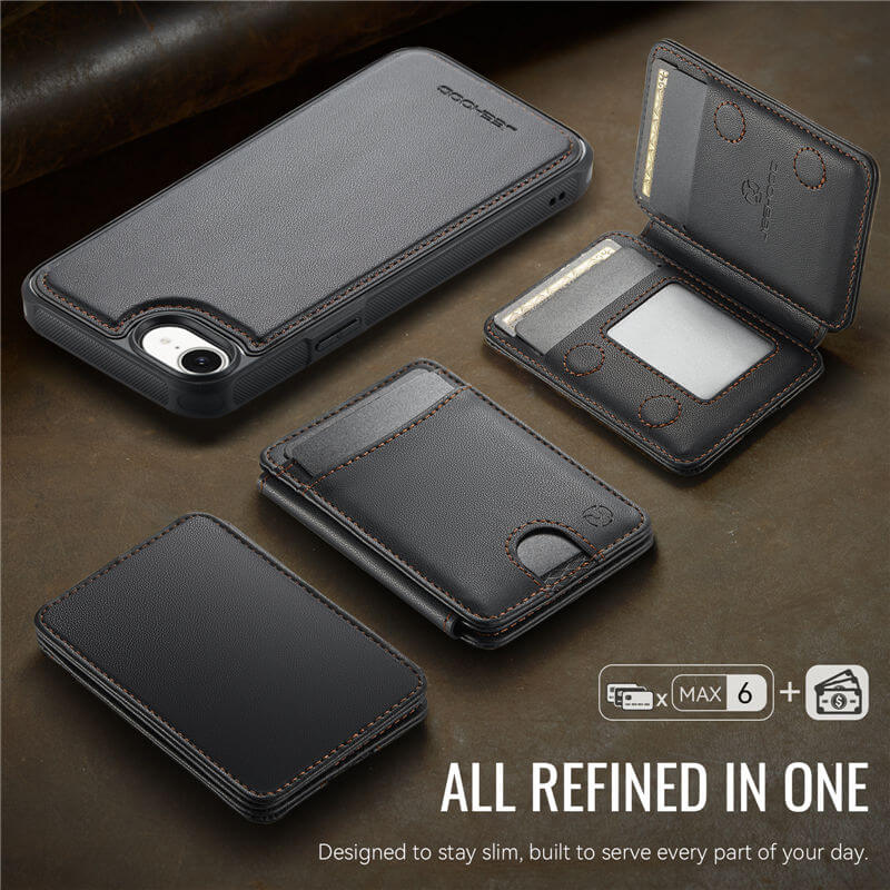 JEEHOOD iPhone 17e Detachable Magnetic Wallet Case