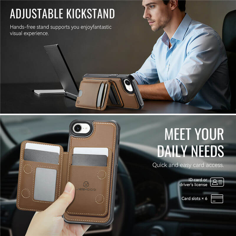 JEEHOOD iPhone 17e Detachable Magnetic Wallet Case