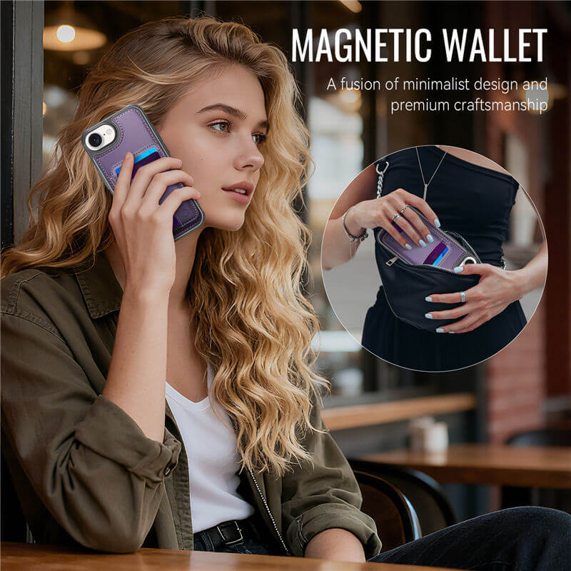 JEEHOOD iPhone 17e Detachable Magnetic Wallet Case