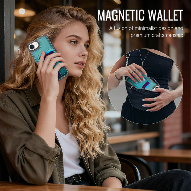 JEEHOOD iPhone 16e 2-in-1 Magnetic RFID Wallet Case