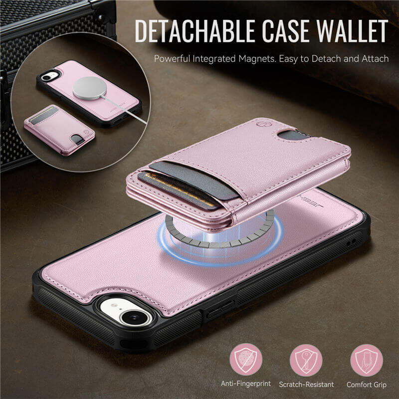 JEEHOOD iPhone 17e Detachable Magnetic Wallet Case