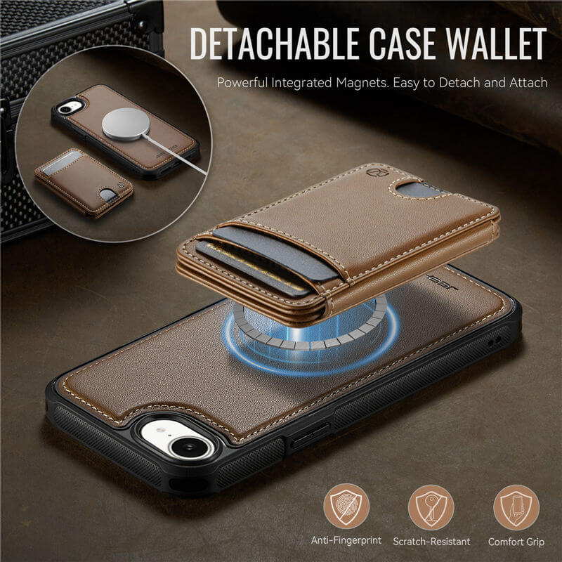 JEEHOOD iPhone 16e 2-in-1 Magnetic RFID Wallet Case