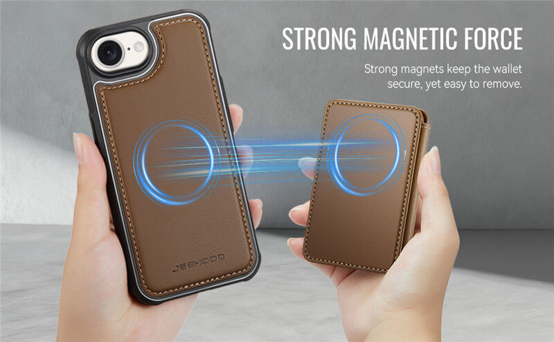 JEEHOOD iPhone 16e 2-in-1 Magnetic Wallet Case