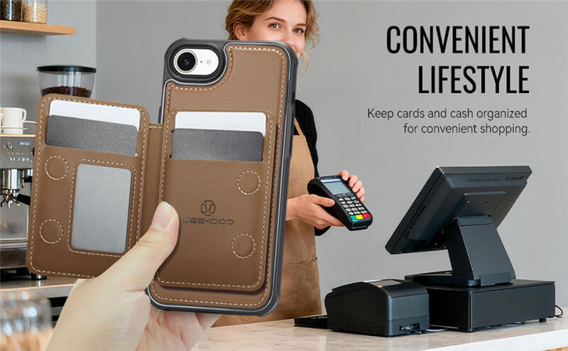 JEEHOOD iPhone 17e 2-in-1 Magnetic Wallet Case