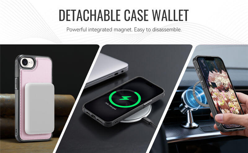 JEEHOOD iPhone 16e 2-in-1 Magnetic Wallet Case