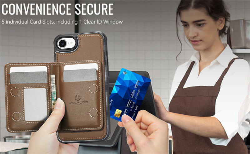 JEEHOOD iPhone 16e Detachable Magnetic Zipper Wallet Case