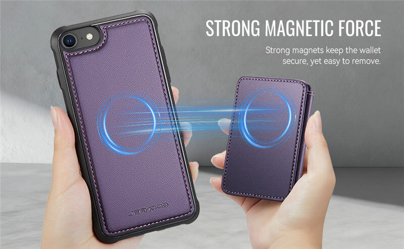 JEEHOOD iPhone 7/8/SE 2020/SE 2022 2-in-1 Magnetic Wallet Case