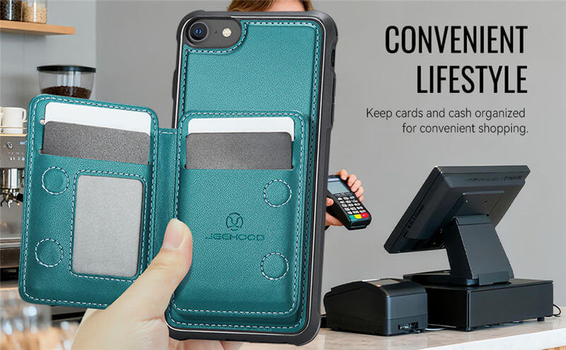 JEEHOOD iPhone 7/8/SE 2020/SE 2022 2-in-1 Magnetic Wallet Case