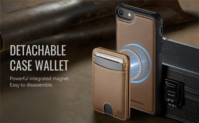 JEEHOOD iPhone 7/8/SE 2020/SE 2022 2-in-1 Magnetic Wallet Case