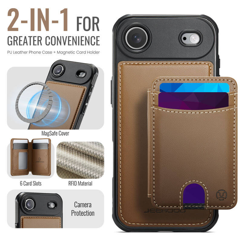 JEEHOOD iPhone Air 2-in-1 Magnetic RFID Wallet Case