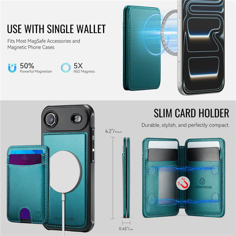 JEEHOOD iPhone Air 2-in-1 Magnetic RFID Wallet Case