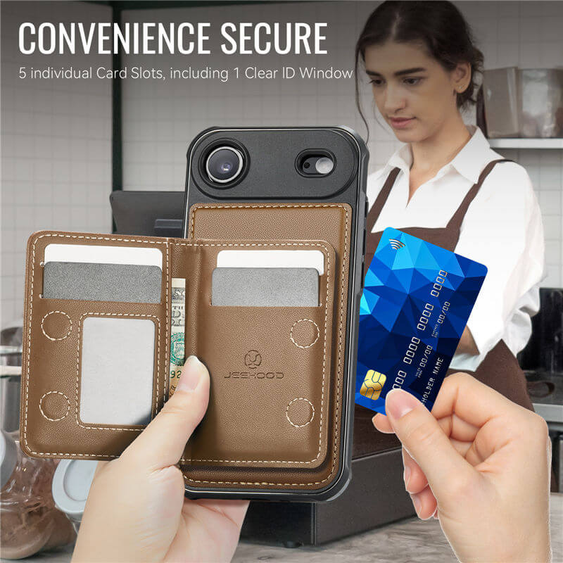 JEEHOOD iPhone Air Detachable Magnetic Zipper Wallet Case