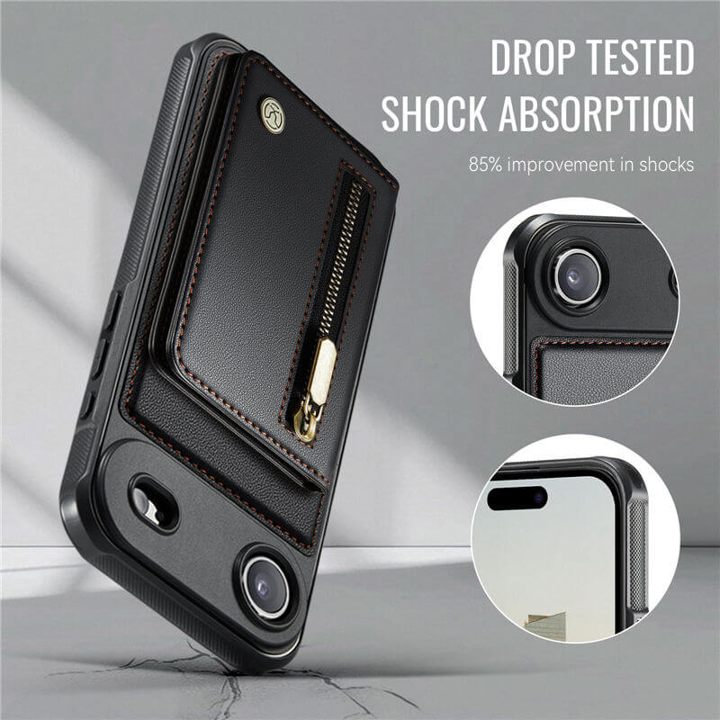 JEEHOOD iPhone Air Detachable Magnetic Zipper Wallet Case