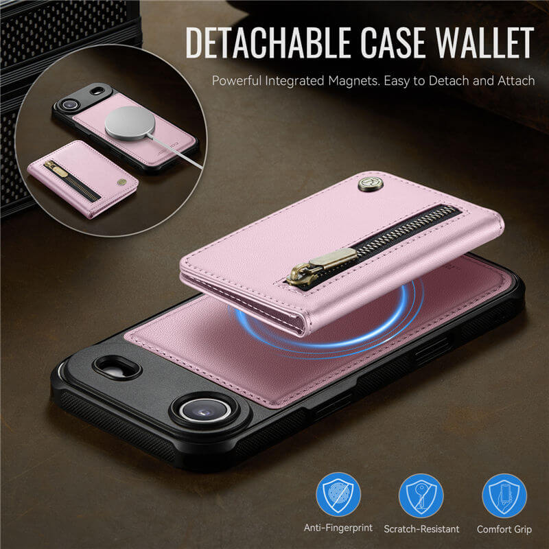 JEEHOOD iPhone Air Detachable Magnetic Zipper Wallet Case