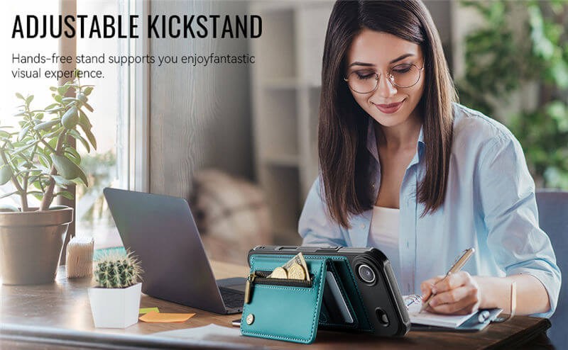 JEEHOOD iPhone Air Detachable Magnetic Zipper Wallet Case