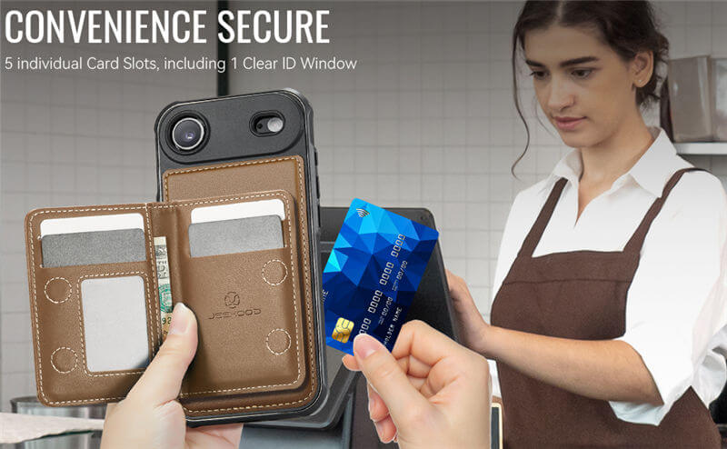 JEEHOOD iPhone Air Detachable Magnetic Zipper Wallet Case