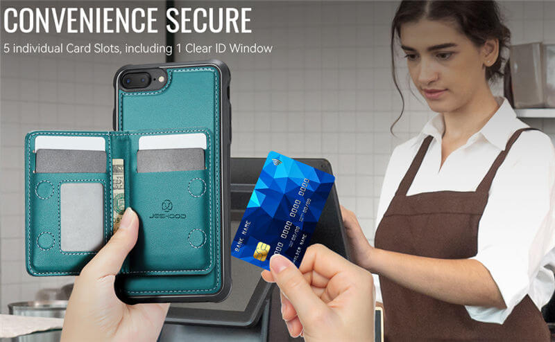 JEEHOOD iPhone 7/8/SE 2020/SE 2022 Detachable Magnetic Zipper Wallet Case