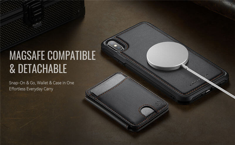 JEEHOOD iPhone X/XS 2-in-1 Magnetic Wallet Case