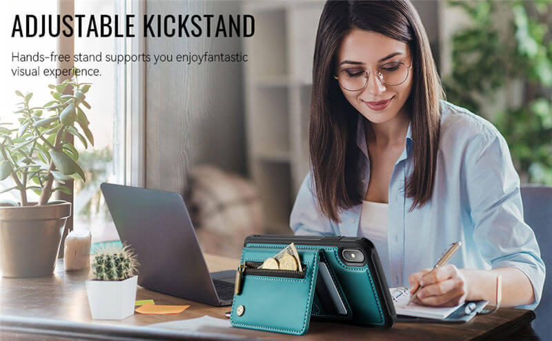 JEEHOOD iPhone XS Max Detachable Magnetic Zipper Wallet Case