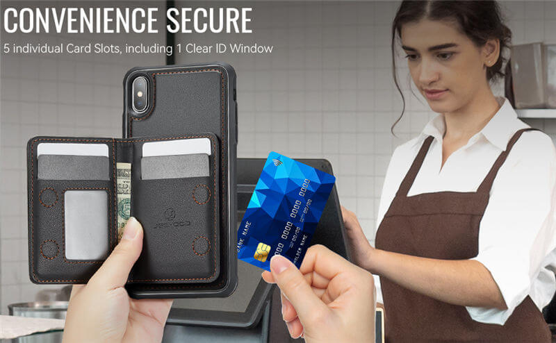 JEEHOOD iPhone X/XS Detachable Magnetic Zipper Wallet Case