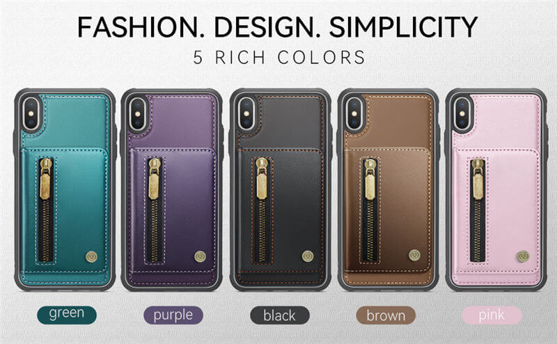 JEEHOOD iPhone XS Max Detachable Magnetic Zipper Wallet Case