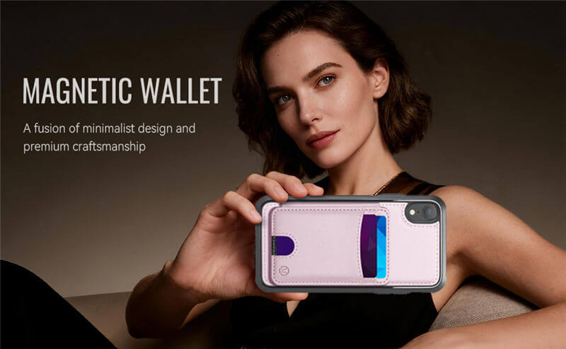 JEEHOOD iPhone XR 2-in-1 Magnetic Wallet Case
