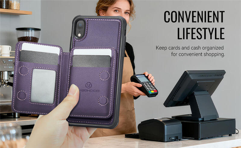 JEEHOOD iPhone XR 2-in-1 Magnetic Wallet Case