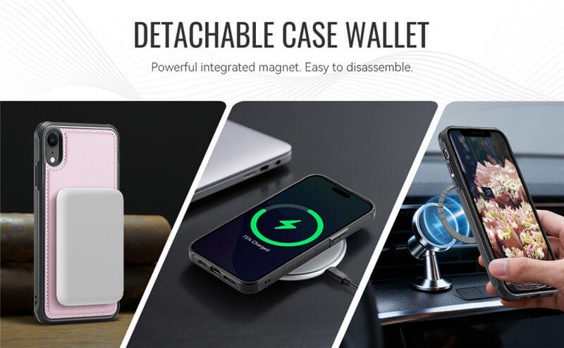 JEEHOOD iPhone XR 2-in-1 Magnetic Wallet Case