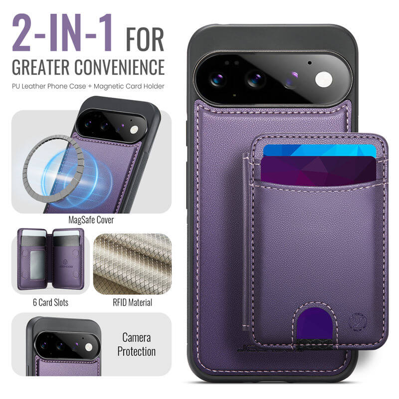 JEEHOOD Google Pixel 11/Pixel 11 Pro 2-in-1 Magnetic RFID Wallet Case