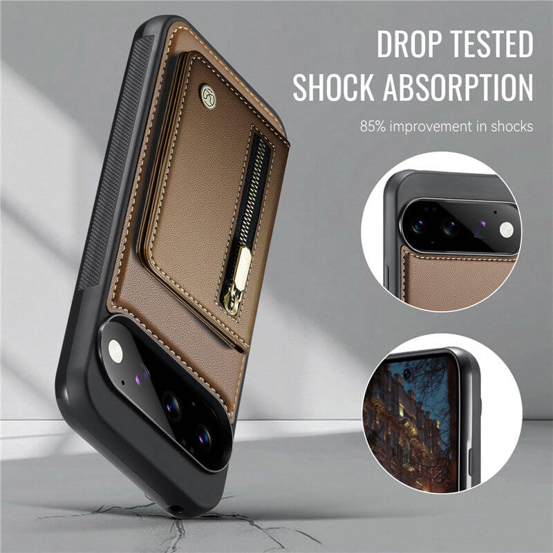 JEEHOOD Google Pixel 11/Pixel 11 Pro Detachable Magnetic Zipper Wallet Case