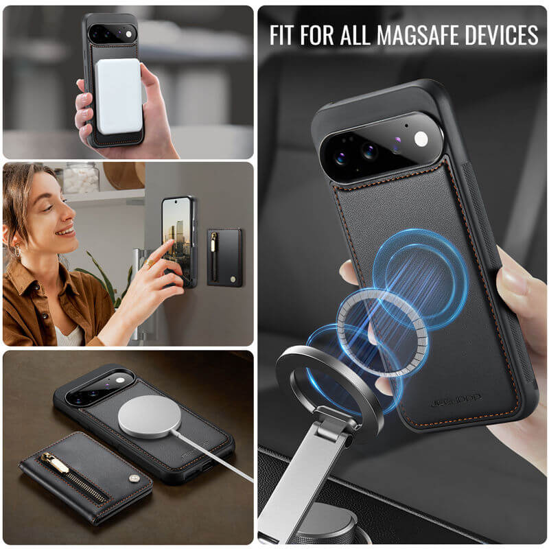 JEEHOOD Google Pixel 11/Pixel 11 Pro Detachable Magnetic Zipper Wallet Case