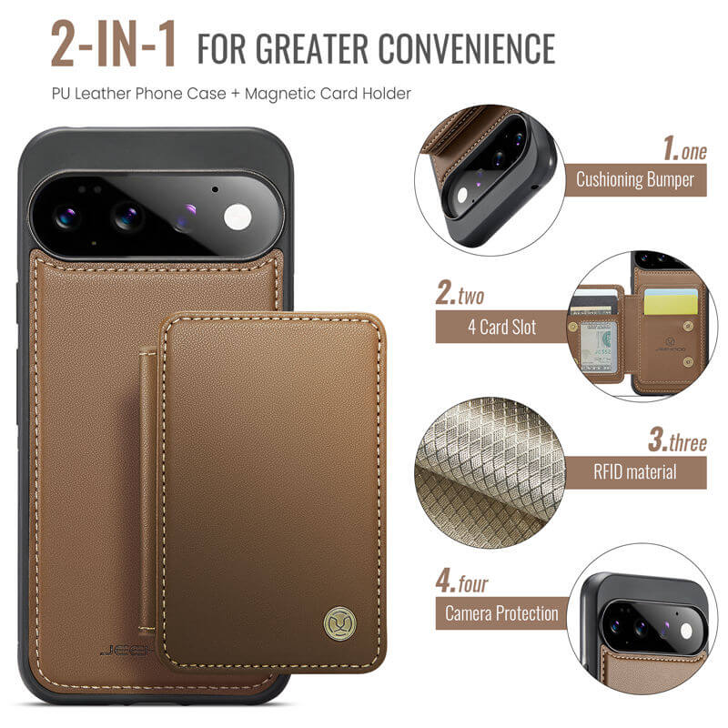 JEEHOOD Google Pixel 11/Pixel 11 Pro Magnetic 2-in-1 Wallet RFID Blocking Case