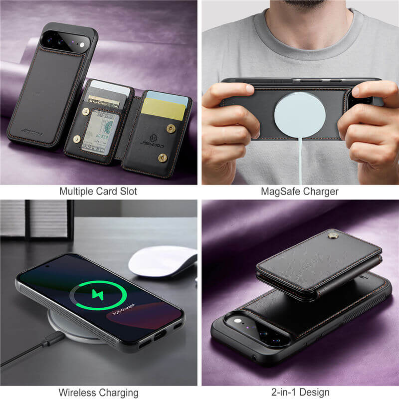 JEEHOOD Google Pixel 11 Pro XL Magnetic 2-in-1 Wallet RFID Blocking Case