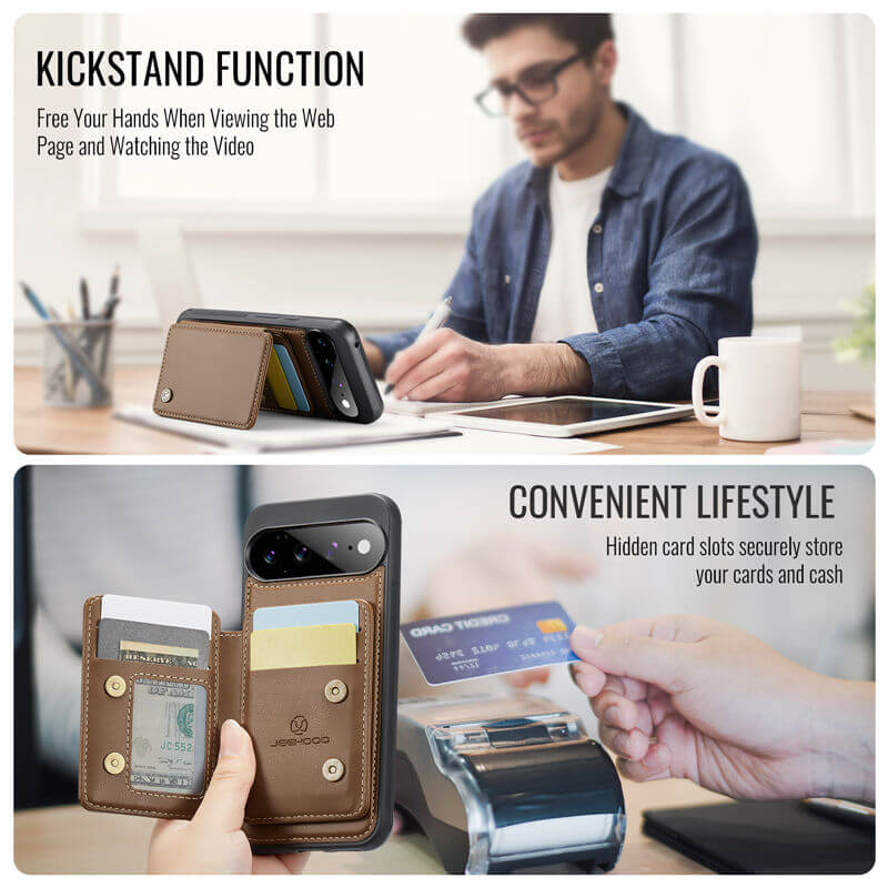 JEEHOOD Google Pixel 11 Pro XL Magnetic 2-in-1 Wallet RFID Blocking Case