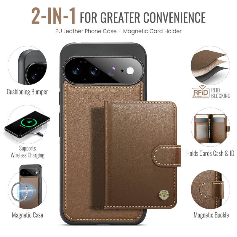 JEEHOOD Google Pixel 11 Pro XL 2-in-1 Magnetic Wallet Case