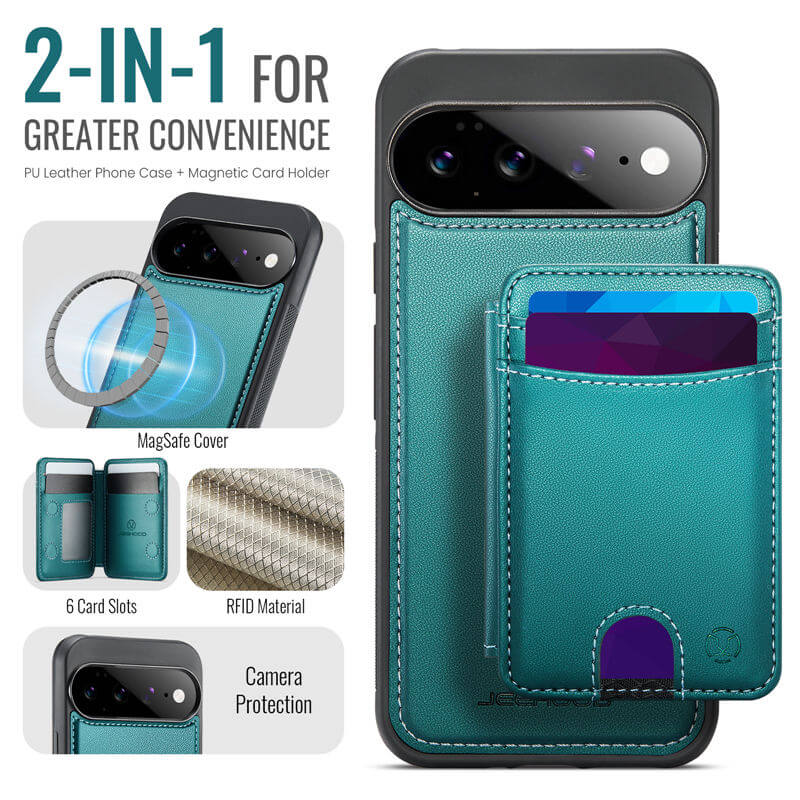 JEEHOOD Google Pixel 11 Pro XL 2-in-1 Magnetic RFID Wallet Case