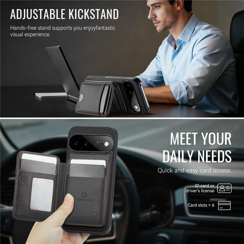 JEEHOOD Google Pixel 11 Pro XL 2-in-1 Magnetic RFID Wallet Case