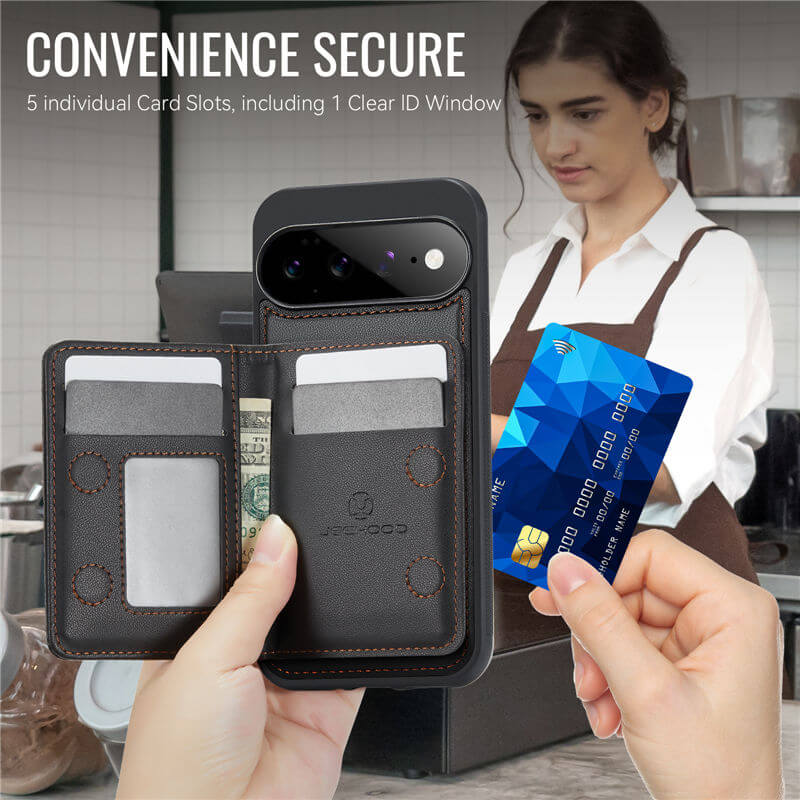 JEEHOOD Google Pixel 11 Pro XL Detachable Magnetic Zipper Wallet Case with RFID Blocking
