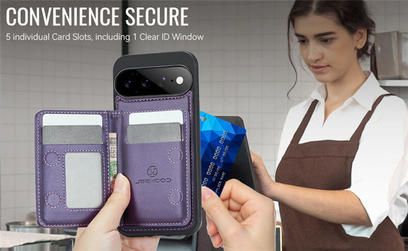 JEEHOOD Google Pixel 11 Pro XL Detachable Magnetic Zipper Wallet Case