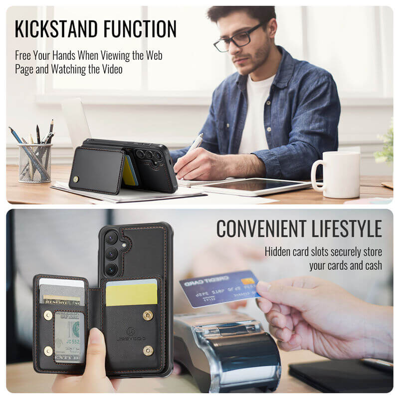 JEEHOOD Samsung Galaxy S26 FE Magnetic 2-in-1 Wallet Case