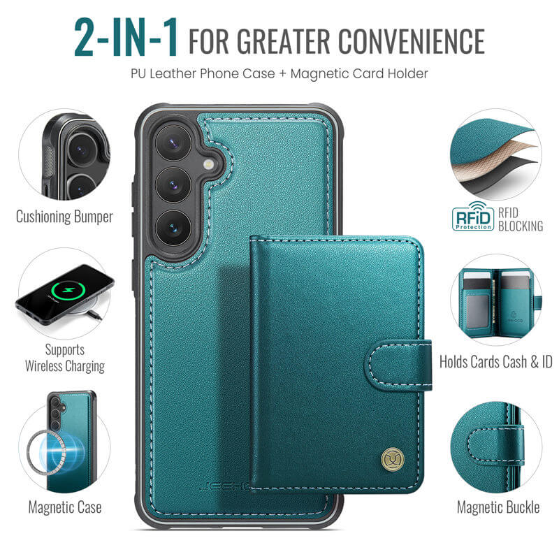 JEEHOOD Samsung Galaxy S26 FE 2-in-1 Magnetic Wallet Case