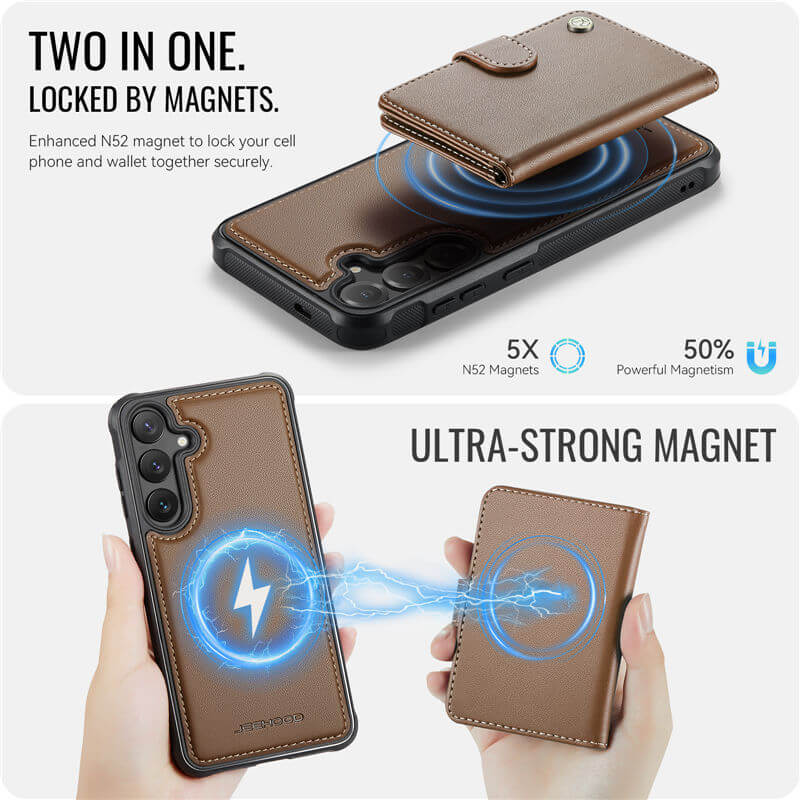 JEEHOOD Samsung Galaxy S26 FE 2-in-1 Magnetic Wallet Case