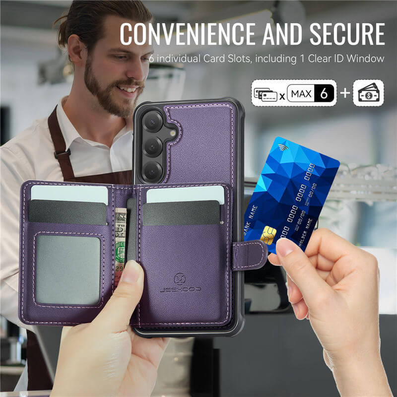 JEEHOOD Samsung Galaxy S26 FE 2-in-1 Magnetic Wallet Case