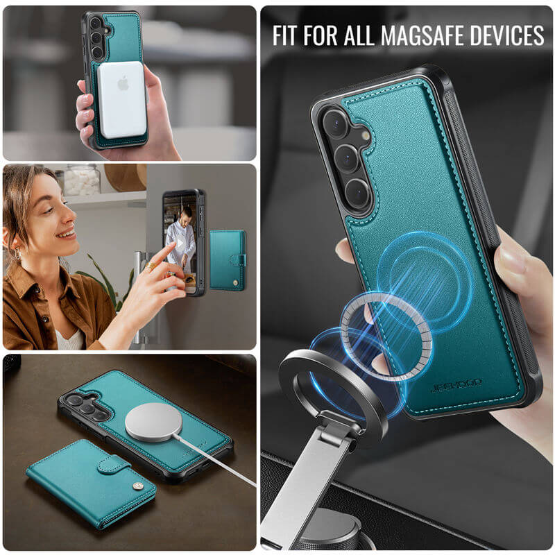 JEEHOOD Samsung Galaxy S26 FE 2-in-1 Magnetic Wallet Case