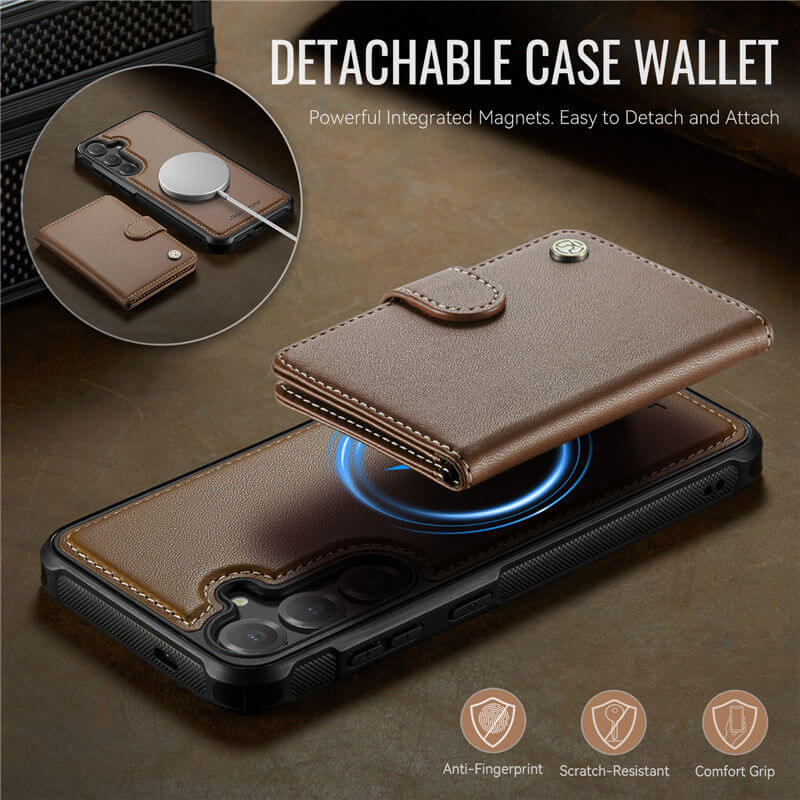 JEEHOOD Samsung Galaxy S26 FE 2-in-1 Magnetic Wallet Case