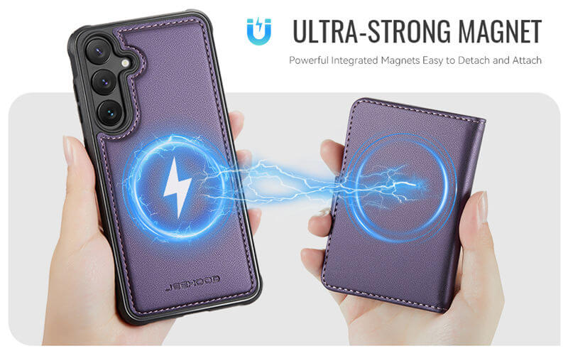 JEEHOOD Samsung Galaxy S25 FE 2-in-1 Magnetic Wallet Case