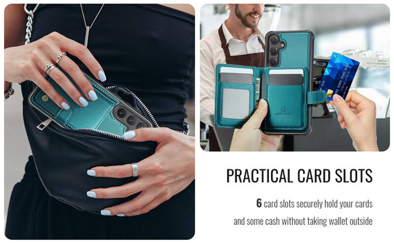 JEEHOOD Samsung Galaxy S25 FE 2-in-1 Magnetic Wallet Case